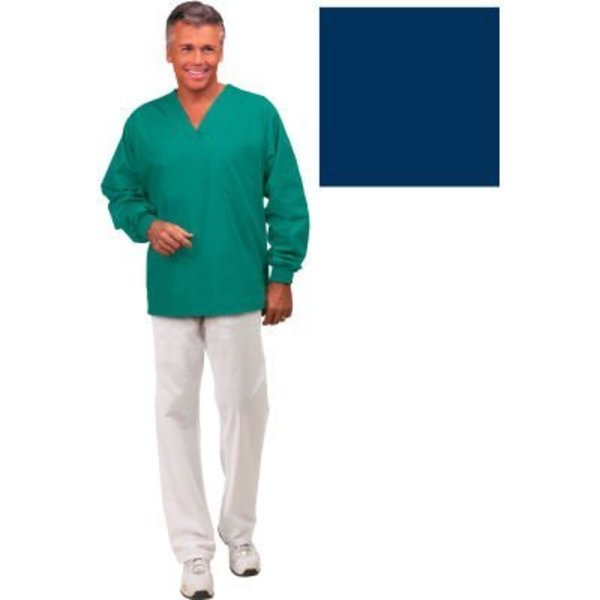 Superior Surgical Manufacturing Unisex Long Sleeve Scrub Shirt, Non-Reversible, Navy, M 6689M